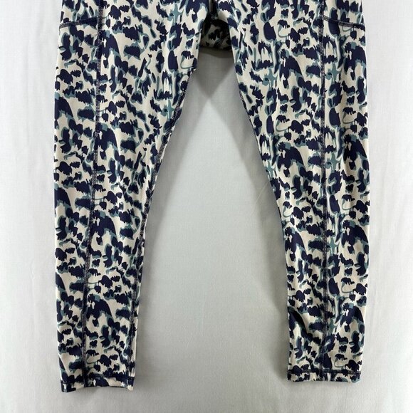 V A Core Leggings Women Sz L High Rise Pull On Animal Print Blue/Ivory - Picture 3 of 10